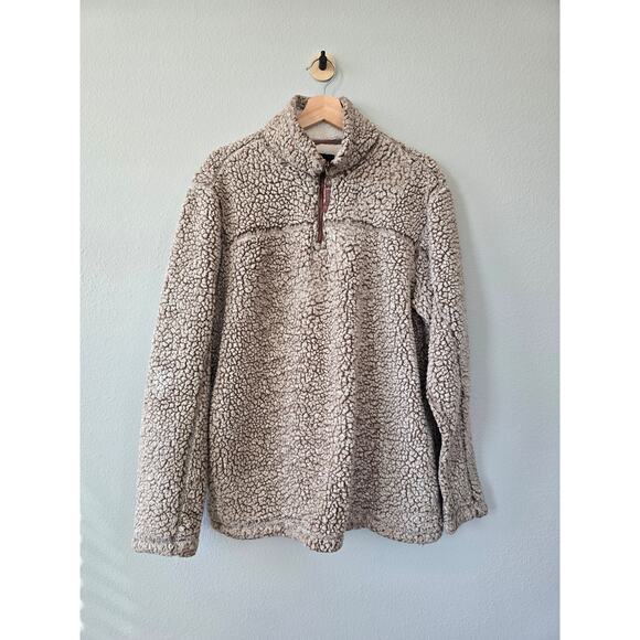 Cozy Grizzly Sherpa 1/4 Zip Pullover Jacket Brown Men's Size L Winter Streetwear - Picture 1 of 8